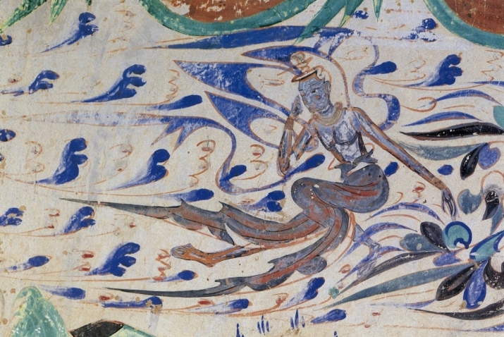 <i>Feitian</i>, flying spirits of the air, Mogao Cave 286, Dunhuang. Western Wei dynasty (534–57). Image courtesy of the Dunhuang Foundation. From Core of Culture