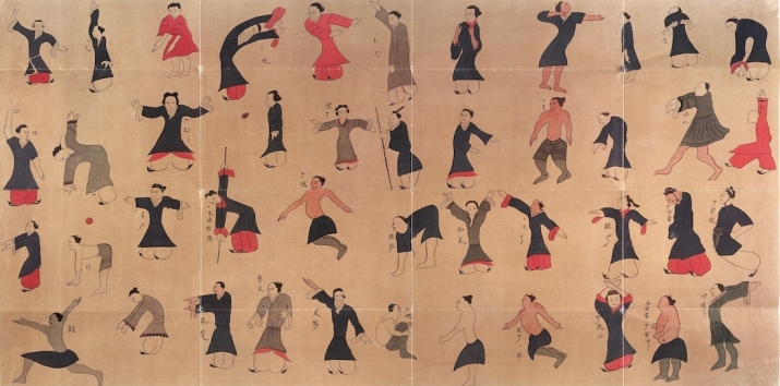 <i>Daoyin tu</i> diagram of energetic exercises. Excavated in 1972 from Mawangdui, Changsha, Hunan Province. Western Han dynasty, c. 168 BCE. Creative commons license