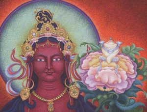 Red Tara: Tara of the Bodhichitta by Sherab Khandro, 2002. Limited edition giclée print, 26x34 inches. Image courtesy of the artist and Goldenstein Gallery, Sedona, Arizona