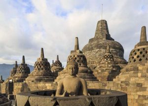 Ninth century stupa at Borobudur, Central Java. From wikipedia.org