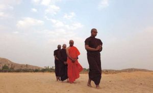 Venerable monks retracing the footsteps of the buddha-to-be, Siddhartha. Image courtesy of Deepak Anand