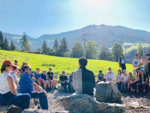 Mindfulness hike on mindful economy at the European Forum Alpbach. Image courtesy of the author
