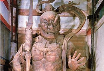 Unkei and Kaikei’s niо̄sculptures in the Nandaimon of Tо̄daiji, 1203, Japan. Image from Khan Academy