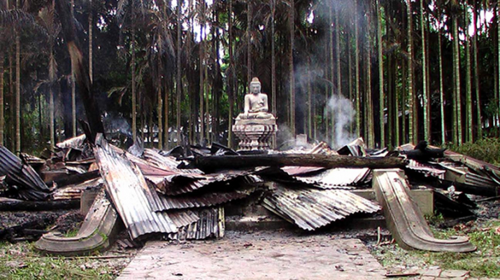 On 29 September 2012, religious fanatics destroyed 12 pagodas and more than 50 houses in Ramu, Cox's Bazar, in southeastern Bangladesh. The violence was touched off by rumors that a Buddhist youth had demeaned the holy Quran on Facebook. From thedailystar.net