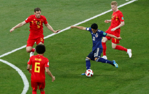 An action shot from the match between Belgium and Japan. From beinsports.com