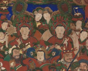 Bodhisattvas of the Protection of Buddhist Doctrine, Joseon dynasty (1392–1897), dated 1891. Ink and color on cotton (121.92 x 137.16 cm). Los Angeles County Museum of Art