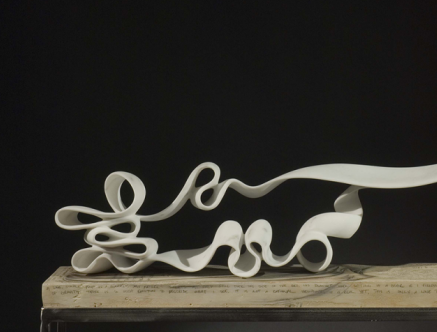 Ribbons #16 by Elizabeth Turk, 2008; marble, 7 x 33 x 5 inches. Image courtesy of the artist and Hirschl & Adler Modern