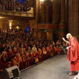 The Dalai Lama at the Civic Theatre in Auckland in 2013. From dalailama.com