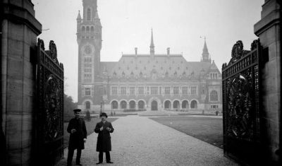 An old photo of the Peace Palace in The Hague. From vredespaleis.nl