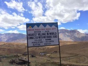 Signboard for the village of Komic in Spiti Valley. Photo by Abhimanyu Chakravorty. From indianexpress.com