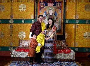 Their Majesties Jigme Khesar Namgyel Wangchuck, the Druk Gyalpo or “Dragon King” of Bhutan, the Queen Consort (Druk Gyaltsuen or “Dragon Queen”) Ashi Jetsun Pema, and Crown Prince Jigme Namgyel Wangchuck in February 2020. From kuenselonline.com