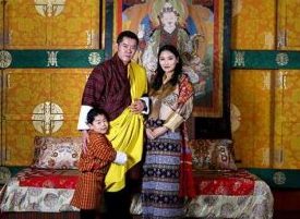Their Majesties Jigme Khesar Namgyel Wangchuck, the Druk Gyalpo or “Dragon King” of Bhutan, the Queen Consort (Druk Gyaltsuen or “Dragon Queen”) Ashi Jetsun Pema, and Crown Prince Jigme Namgyel Wangchuck in February 2020. From kuenselonline.com