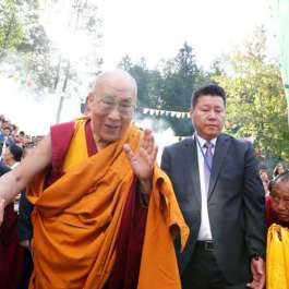 The Dalai Lama visits the Tibet Institute, Switzerland, September 2018. From japantimes.co.jp