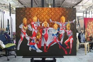 One of the four “Ultraman Buddha” paintings. From bangkokpost.com