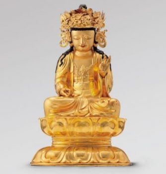 Wooden seated Avalokiteshvara statue from Buram-sa, a temple in Namyangju, Gyeonggi Province. From koreaherald.com