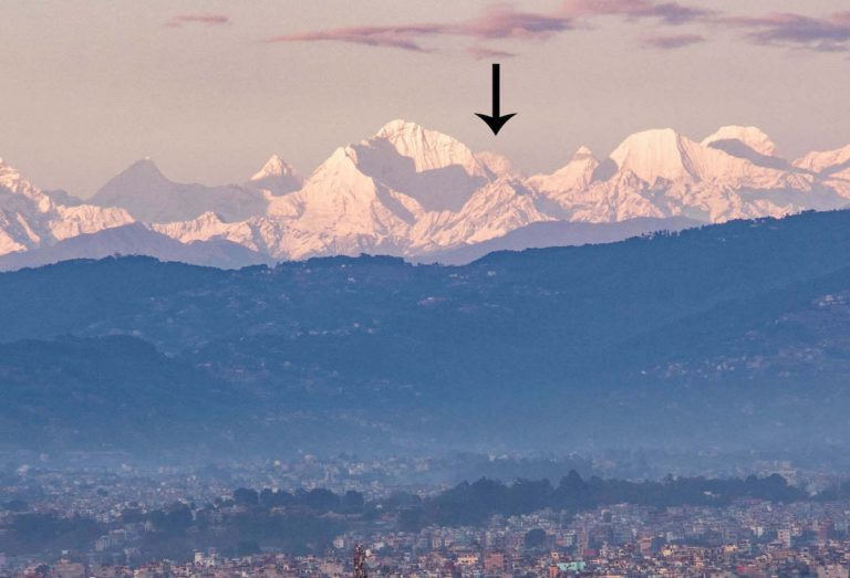 Reduced air pollution has cleaned the air over the Kathmandu Valley, making it possible to see Mount Everest, some 200 kilometers distant. Photo by Abhushan Gautam. From nepalitimes.com