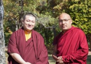 This 2018 photo shows the two Karmapas, Trinley Thaye Dorjee, left, and Ogyen Trinley Dorje, right, at their meeting in France. From phayul.com