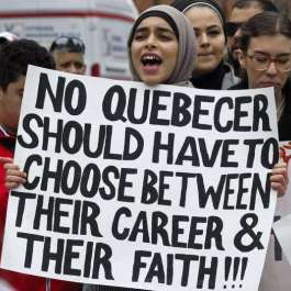 Protestors at a demonstration in Montreal denouncing Bill 21 on 7 April. From thechronicleherald.ca