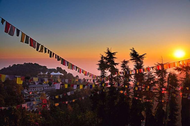 Sunset over His Holiness the Dalai Lama’s residence-in-exile in McLeod Ganj. Photo by Justin Whitaker