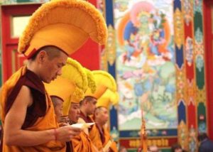Kalmyk monks lead prayers at the Golden Abode of Shakyamuni Buddha. From khurul.ru