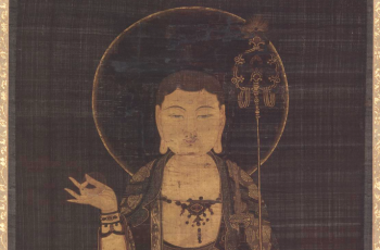 Bodhisattva Kshitigarbha (Jijang bosal do 지장보살도), detail. Late 14th century, Museum of Fine Arts, Boston. From archive.asia.si.edu