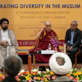 His Holiness the Dalai Lama speaking at the conference Celebrating Diversity in the Muslim World in India. From dalailama.com
