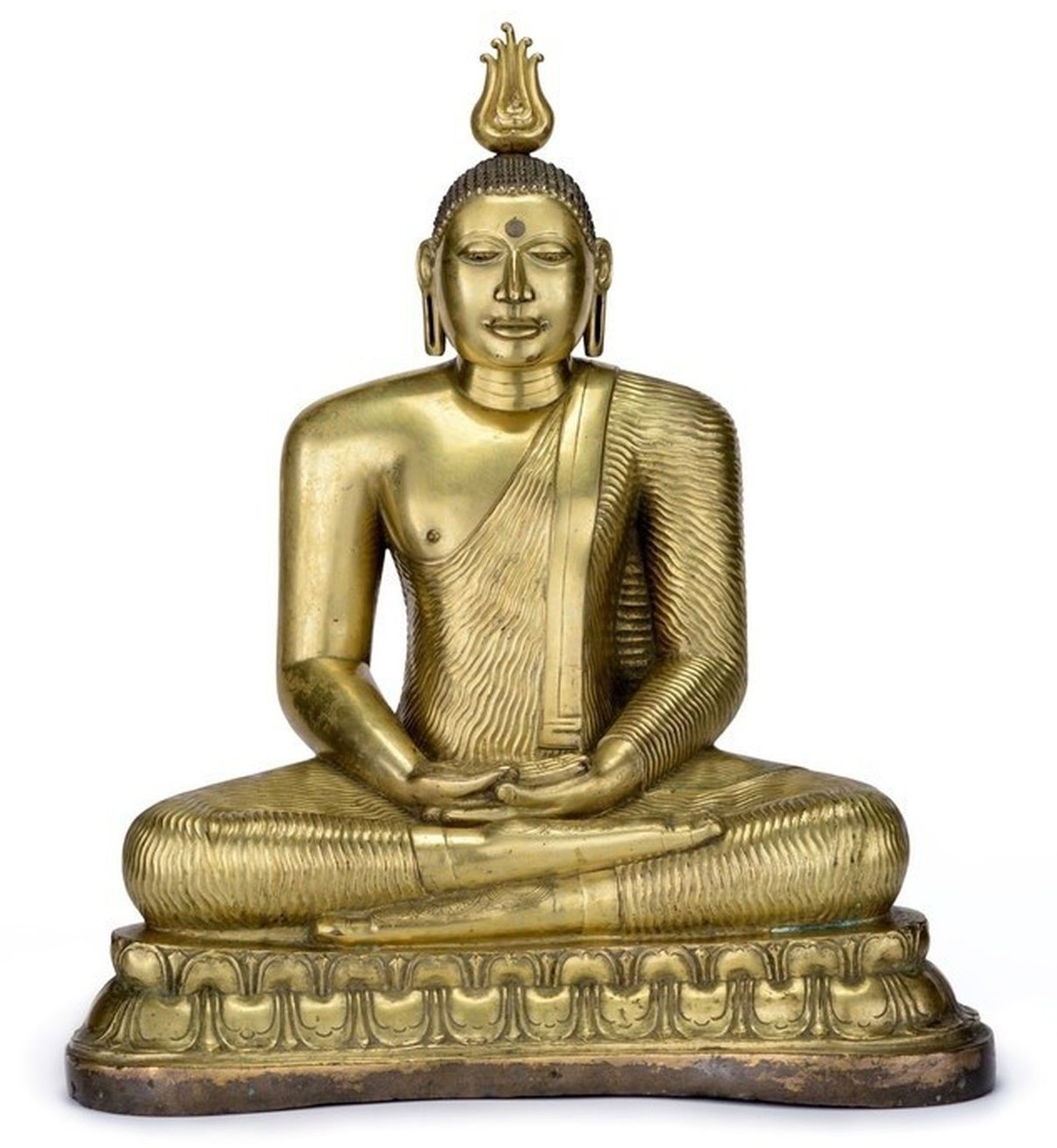 Buddha Shakyamuni, Sri Lanka, Kandy period, 18th century, gilt copper alloy with partial black coating, 42 x 36 x 24 cm, Los Angeles County Museum of Art, purchased with funds provided by Murray and Virginia Ward. Photo from lacma.org