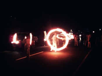 Fire dancers at Poson procession, Kadugannawa. From: Sean Mós