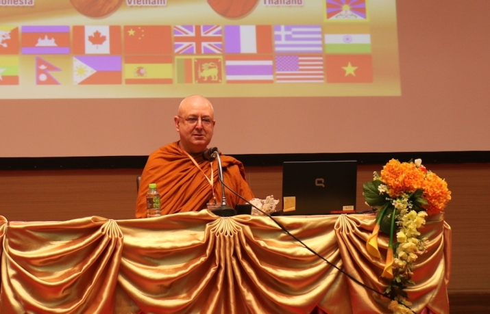 Ven. Ajahn Brahm delivers the keynote speech for the inaugural conference. Image courtesy of the author