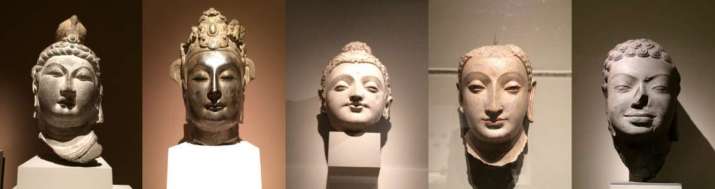 Some of the looted Buddha heads that have found their way to the Metropolitan Museum of Art in New York. Image courtesy of the author