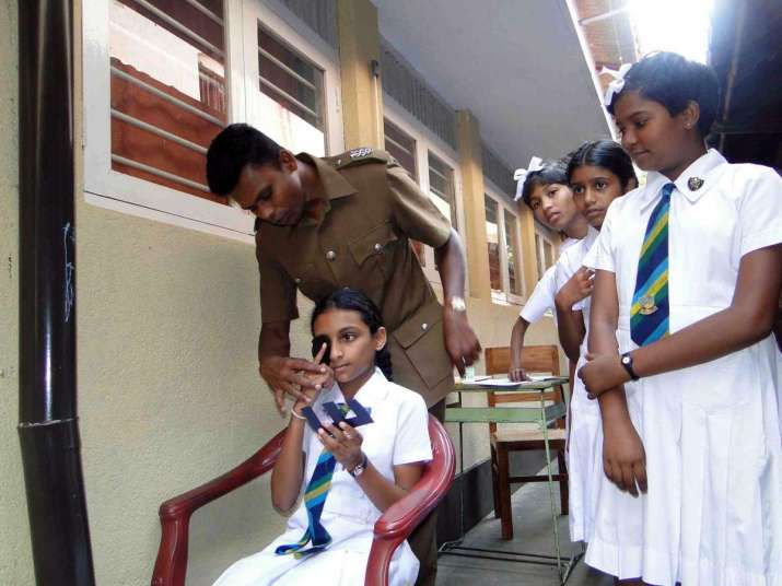 School children are examined at the eye camps for visual impairment. Image courtesy of Karuna Trust