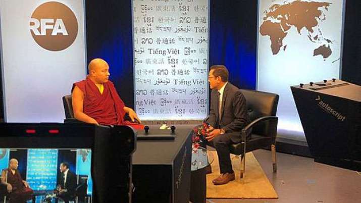 The Karmapa in the interview with RFA Tibetan Service director Kalden Lodoe, on 30 Jul. From rfa.org