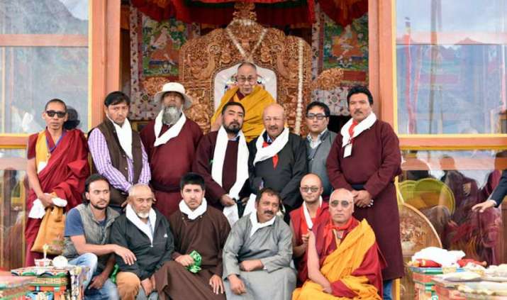 Representatives of Buddhist and Muslim communities with His Holiness the Dalai Lama in Zanskar. Photo by Jayang Tsering. From sundayguardianlive.com