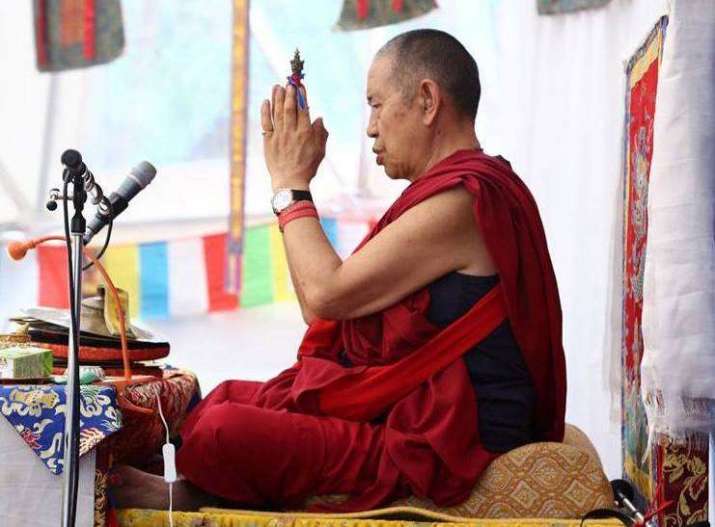 Garchen Rinpoche with <i>kilaya</i> (ritual dagger). From facebook.com