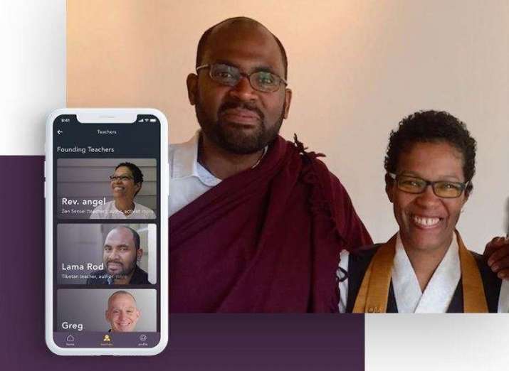 The app features leading engaged teachers Lama Rod Owens, left, and Rev. angel Kyodo williams, right. From whynotawaken.com