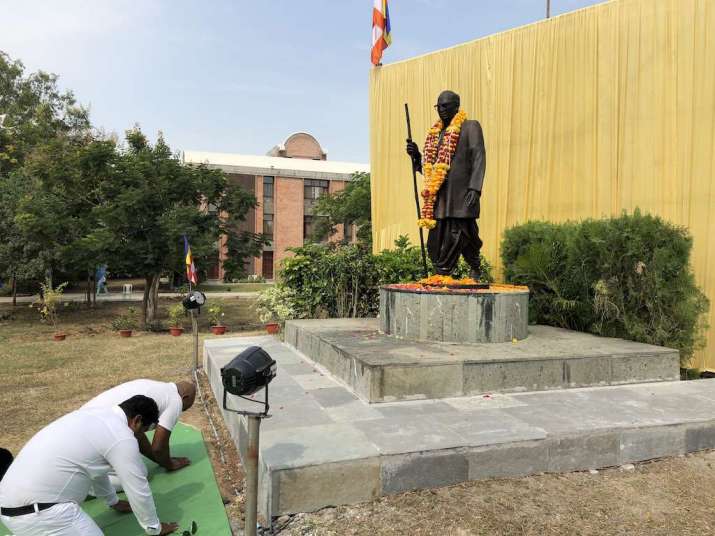 Monument to Dr. Ambedkar on the Nagaloka campus. Image courtesy of the author