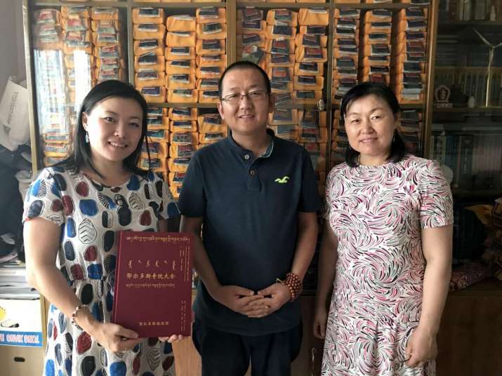 With my mother and Geshe Yontan in Hohhot, Inner Mongolia. Image courtesy of the author