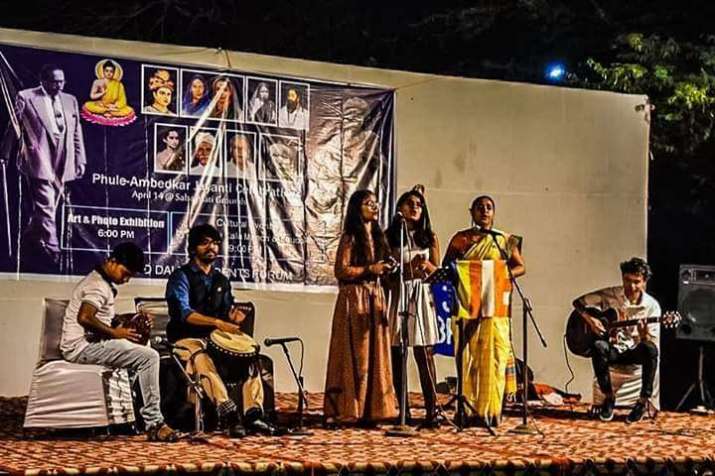 The Buddhist music band Baudhkaro performing at Jawaharlal Nehru University on the occasion of the 127th birth anniversary of Dr. Ambedkar. From Baudhkaro Twitter