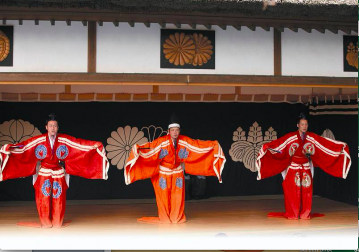 Kowaka performed at Oe Tenman Shrine, Fukuoka, Japan. 2018. Image courtesy of Fukuoka Ministry of Culture