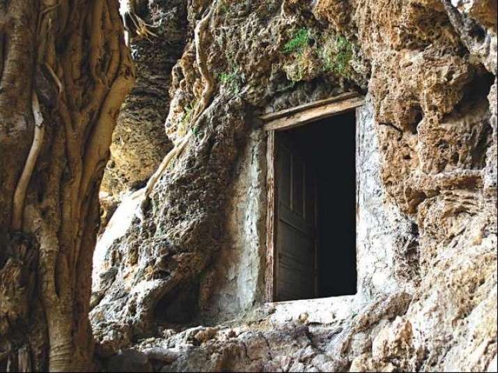 The entrance to one of the Shah Allah Ditta caves. From tribune.com.pk