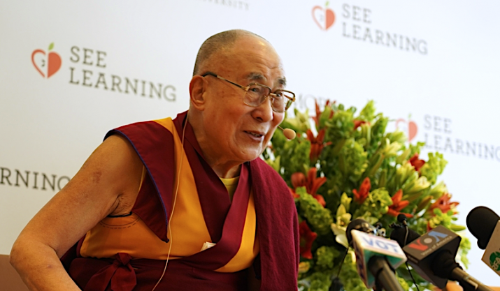 His Holiness the Dalai Lama at the SEE Learning launch. From businessworld.in