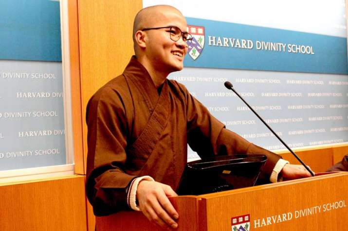 Ven. Thich Tam Tien speaking at Harvard Divinity School. Image courtesy of Ven. Tien
