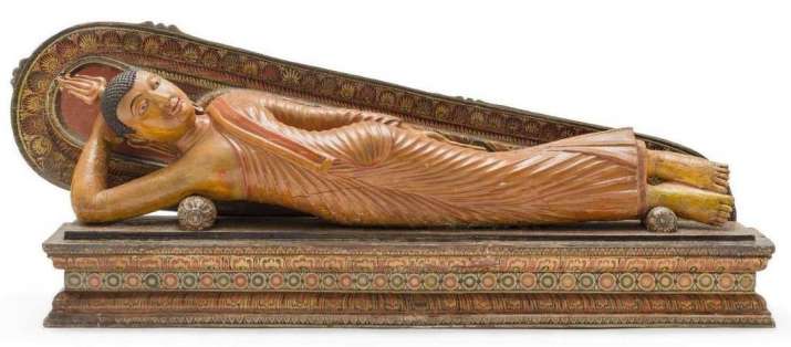 Reclining Buddha, Sri Lanka, Kandy period, 18th century. Wood with paint 36.8 × 98.9 × 16.8 centimeters. Purchased with funds provided by Anna Bing Arnold. Photo © Museum Associates / LACMA