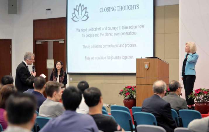 Prof. Clair Brown speaking at the Buddhist Values and Economics: Investing in a Sustainable Future conference. Image courtesy of Centre of Buddhist Studies. The University of Hong Kong