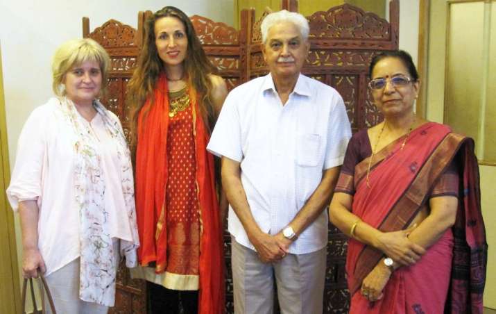 Prof. Bratoeva with Ashok Pradhan, Prof. Dr. Shashi Bala, and the author at the Bharatiya Vidya Bhavan, Delhi Kendra. Image courtesy of the author