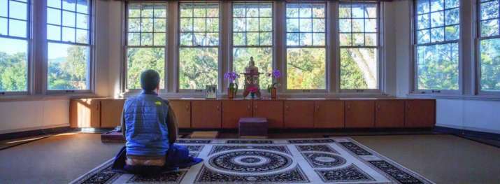 Dharma Realm Buddhist University meditation room. From drbu.edu