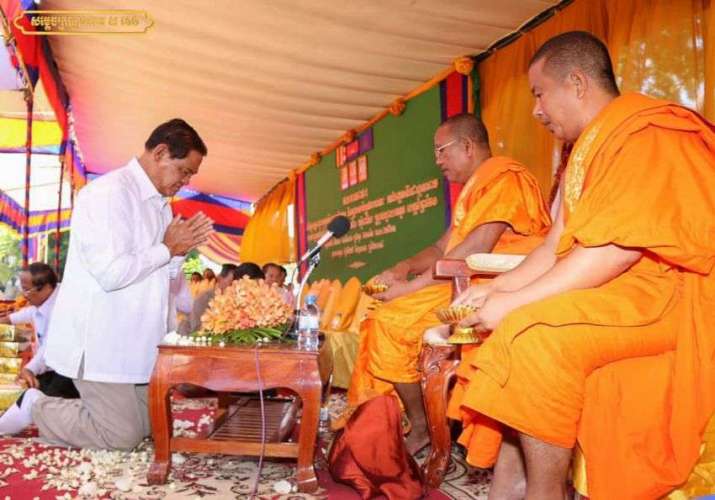 Sar Kheng at the pagoda dedication ceremony in Svay Antor. From facebook.com