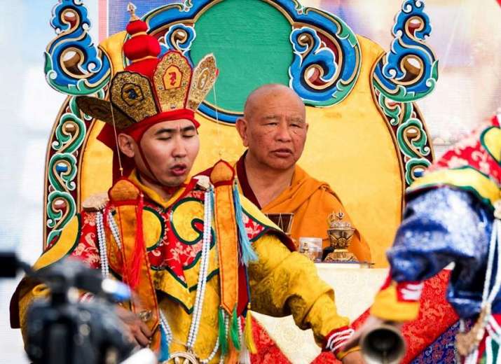Jhado Tulku Rinpoche during the <i>cham</i> dance at the Central Stadium of Ulan-Ude. From alexsvatov.livejournal.com