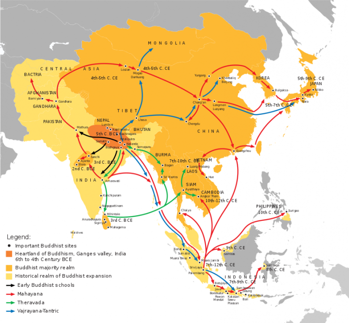 Buddhist expansion in Asia. From wikipedia.org