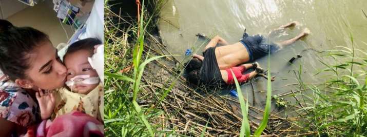 Left: one-year old Mariee Juárez, from Guatemala, died soon after release from ICE custody. From abcnews.go.com. Right: two-year-old Valeria Martinez with father, Oscar, drowned in the Rio Bravo trying to cross into the US. From reuters.com